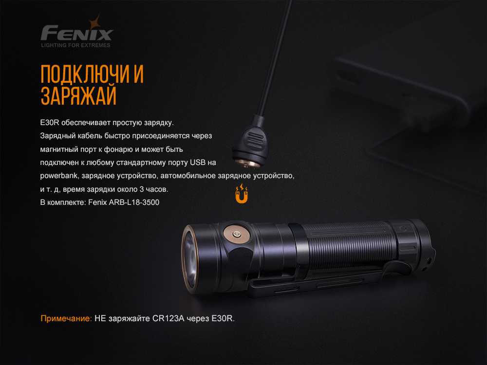 Фонарь ручной Fenix E30R Cree XP-L HI LED - фото 10