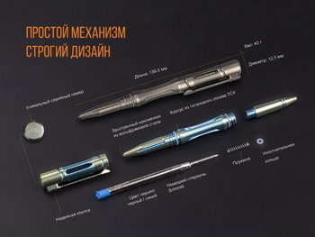 Фото Набор фонарь ручной Fenix F15 + Fenix T5Ti тактическая ручка голубая