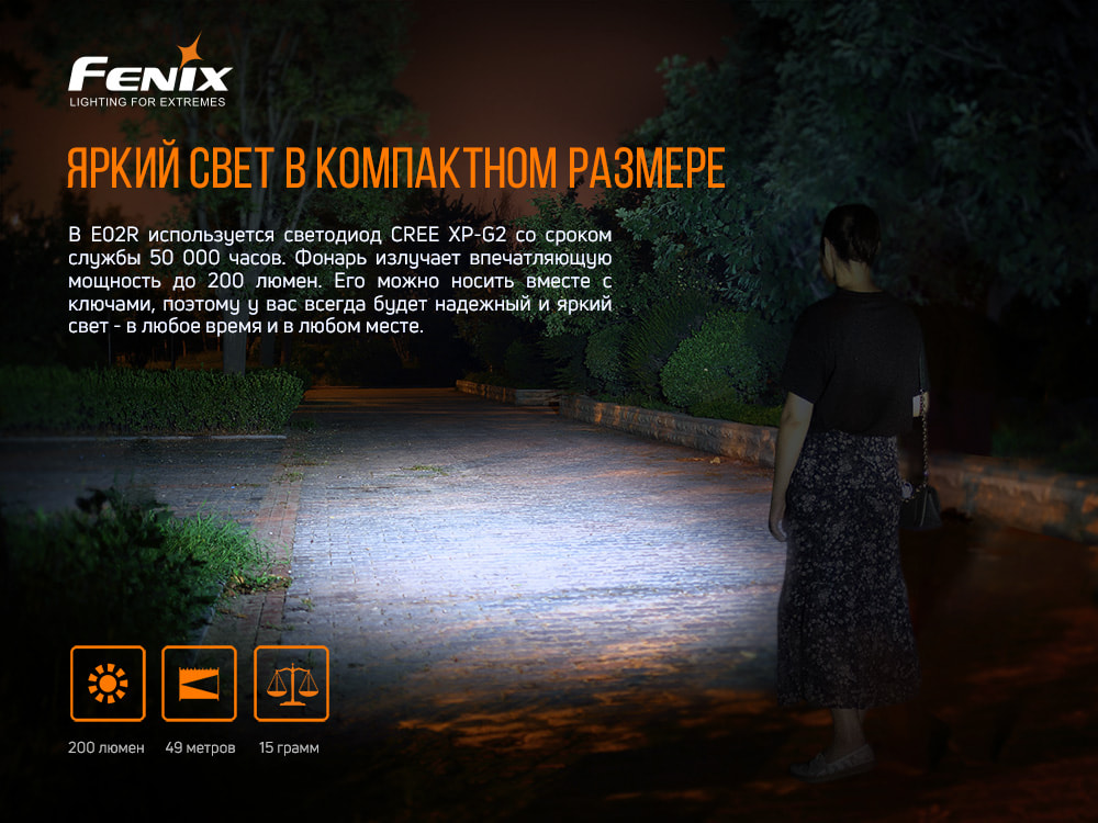 Фонарь ручной Fenix E02R черный E02Rblk - фото 9