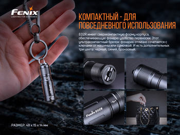 Фото Фонарь ручной Fenix E02R черный E02Rblk