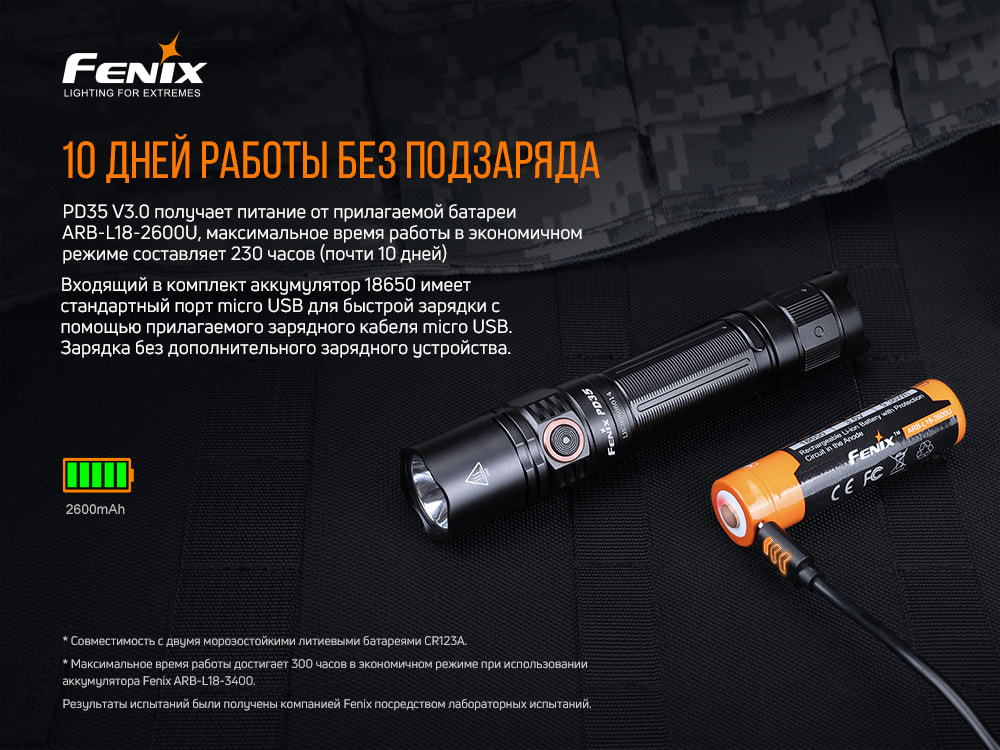 Фонарь ручной Fenix PD35 V3.0 PD35V30 - фото 10