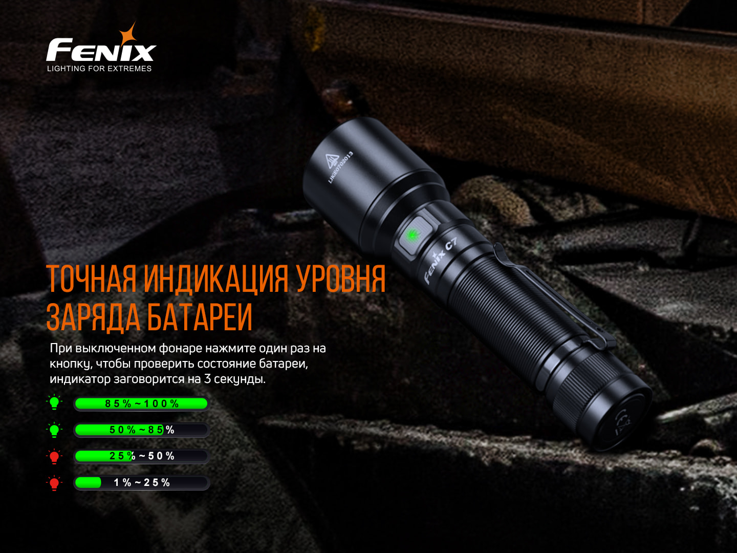 Фонарь ручной Fenix C7 - фото 6