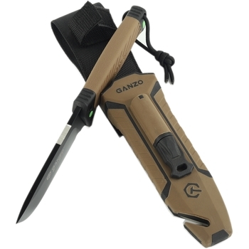 Фото Нож Ganzo G8012V2-DY коричневый (G8012V2-DY) с паракордом