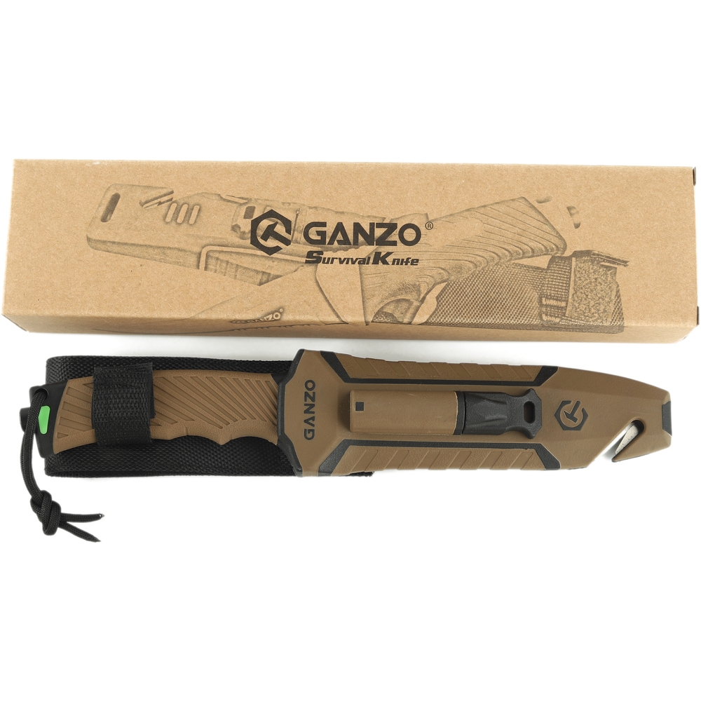 Нож Ganzo G8012V2-DY коричневый (G8012V2-DY) с паракордом - фото 8