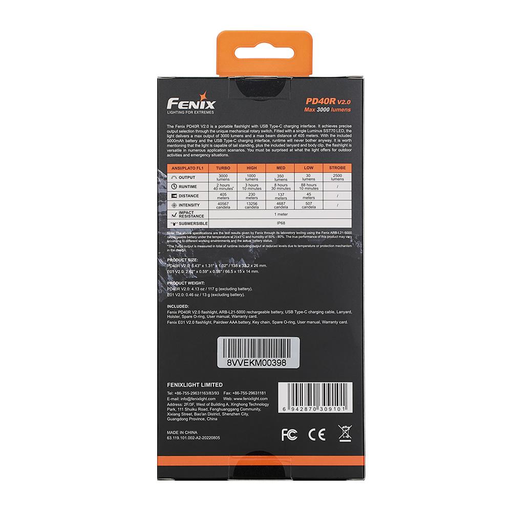 Фонарь ручной Fenix PD40R V2.0 + Фонарь ручной Fenix E01 V2.0 в подарок PD40RV20E01V20 - фото 2