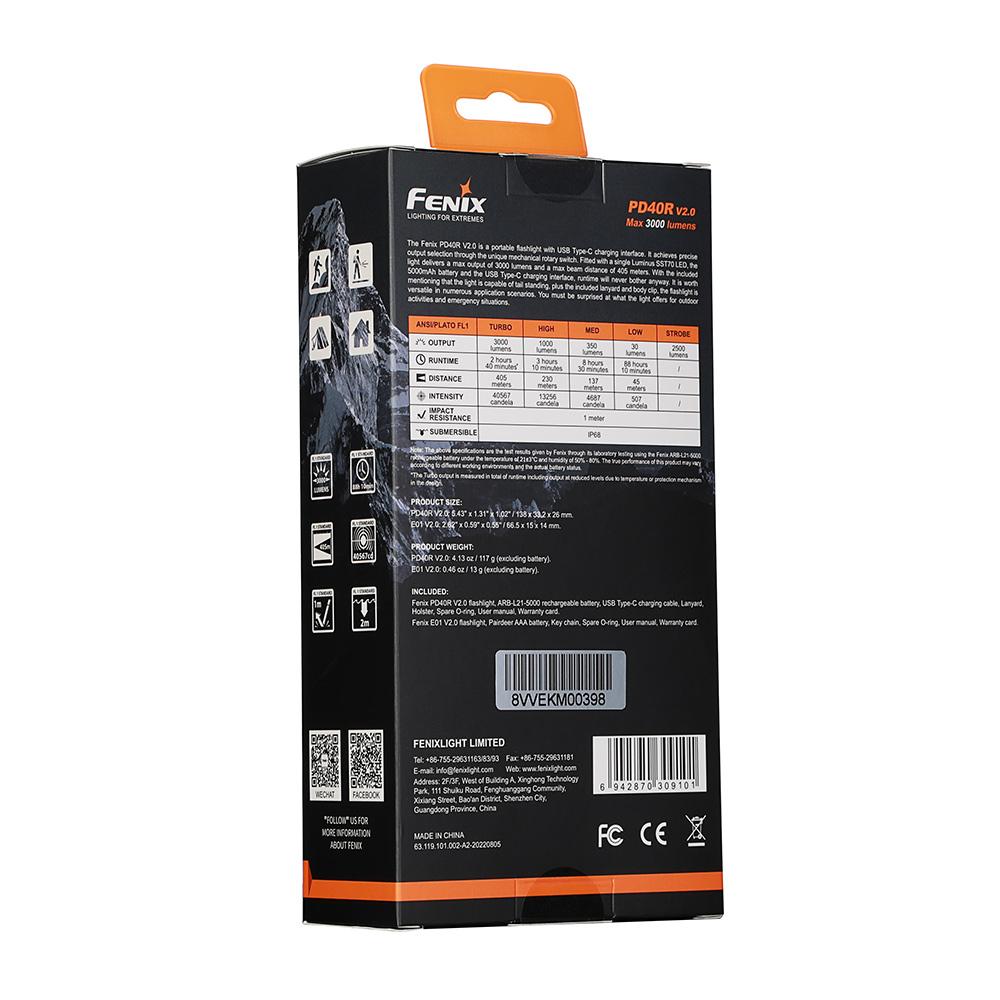 Фонарь ручной Fenix PD40R V2.0 + Фонарь ручной Fenix E01 V2.0 в подарок PD40RV20E01V20 - фото 3