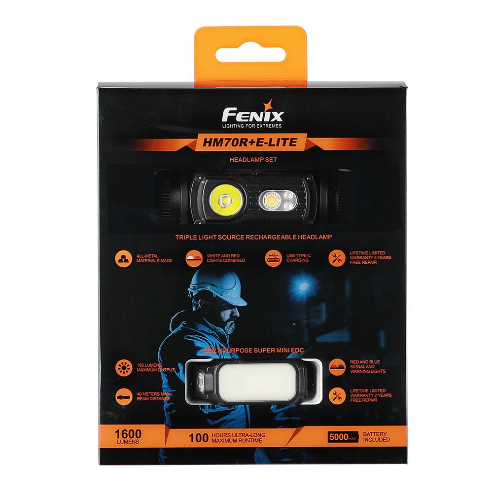 Фонарь налобный Fenix HM70R + Фонарь ручной Fenix E-LITE HM70RE-LITE - фото 1