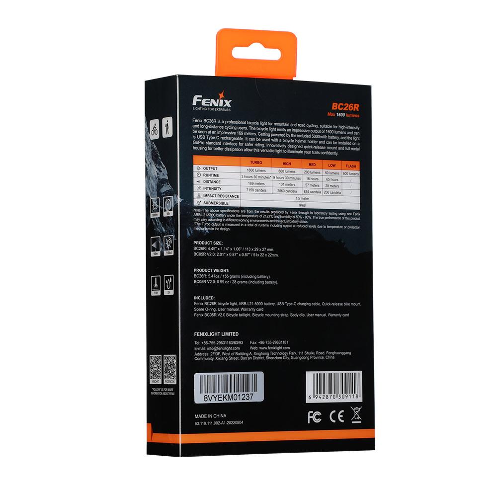 Комплект велофара Fenix BC26R+BC05RV20 - фото 3