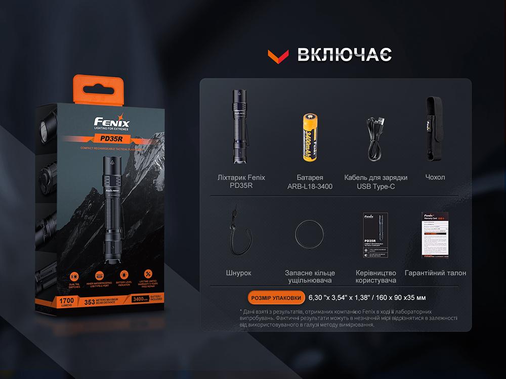 Фонарь тактический аккумуляторный Fenix PD35R - фото 5