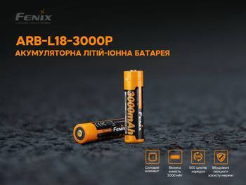 Фото Аккумулятор 18650 Fenix (3000 mAh) ARB-L18-3000P