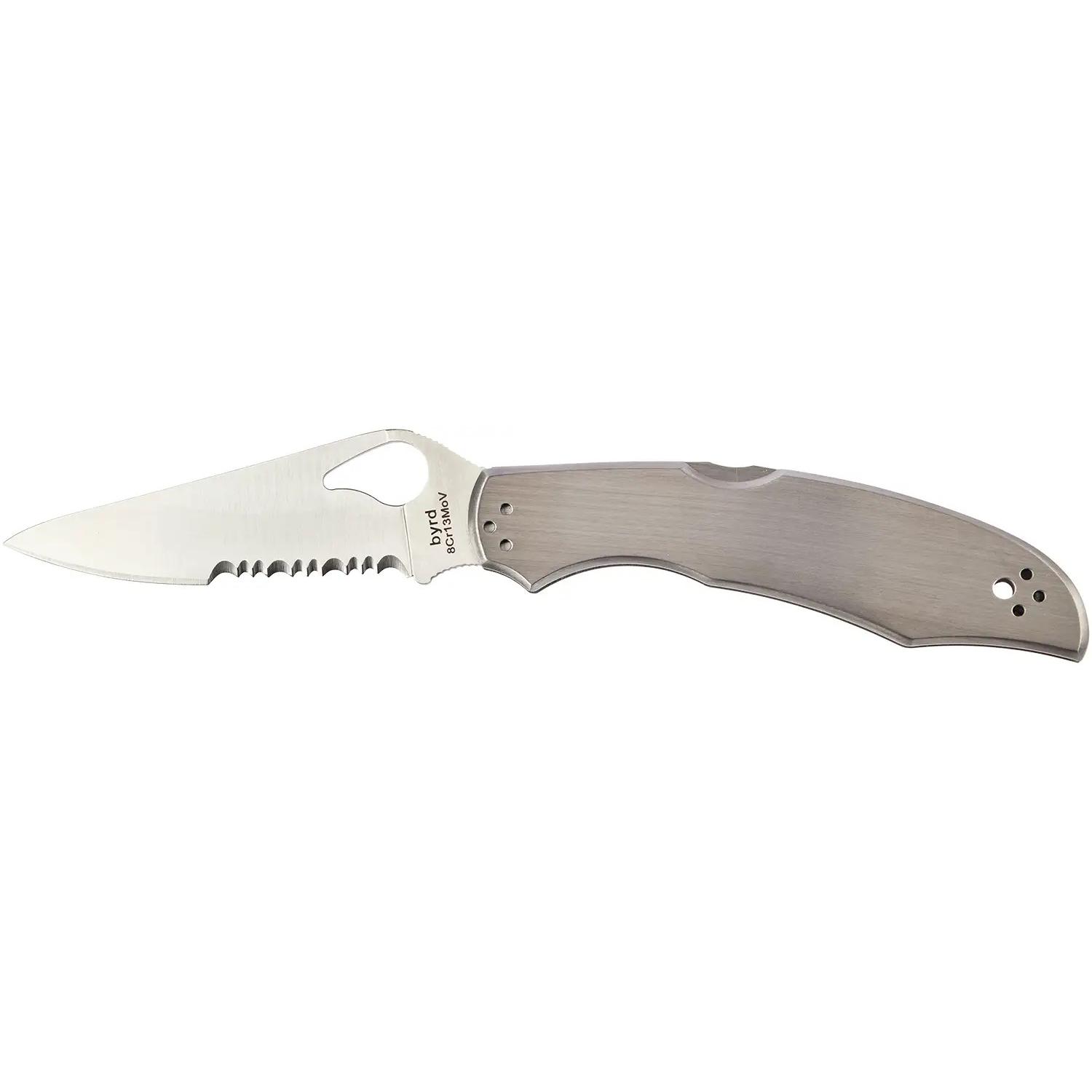 Нож Spyderco Byrd Cara Cara2 Stainless Half Serrated BY03PS2 87.11.10 - фото 1