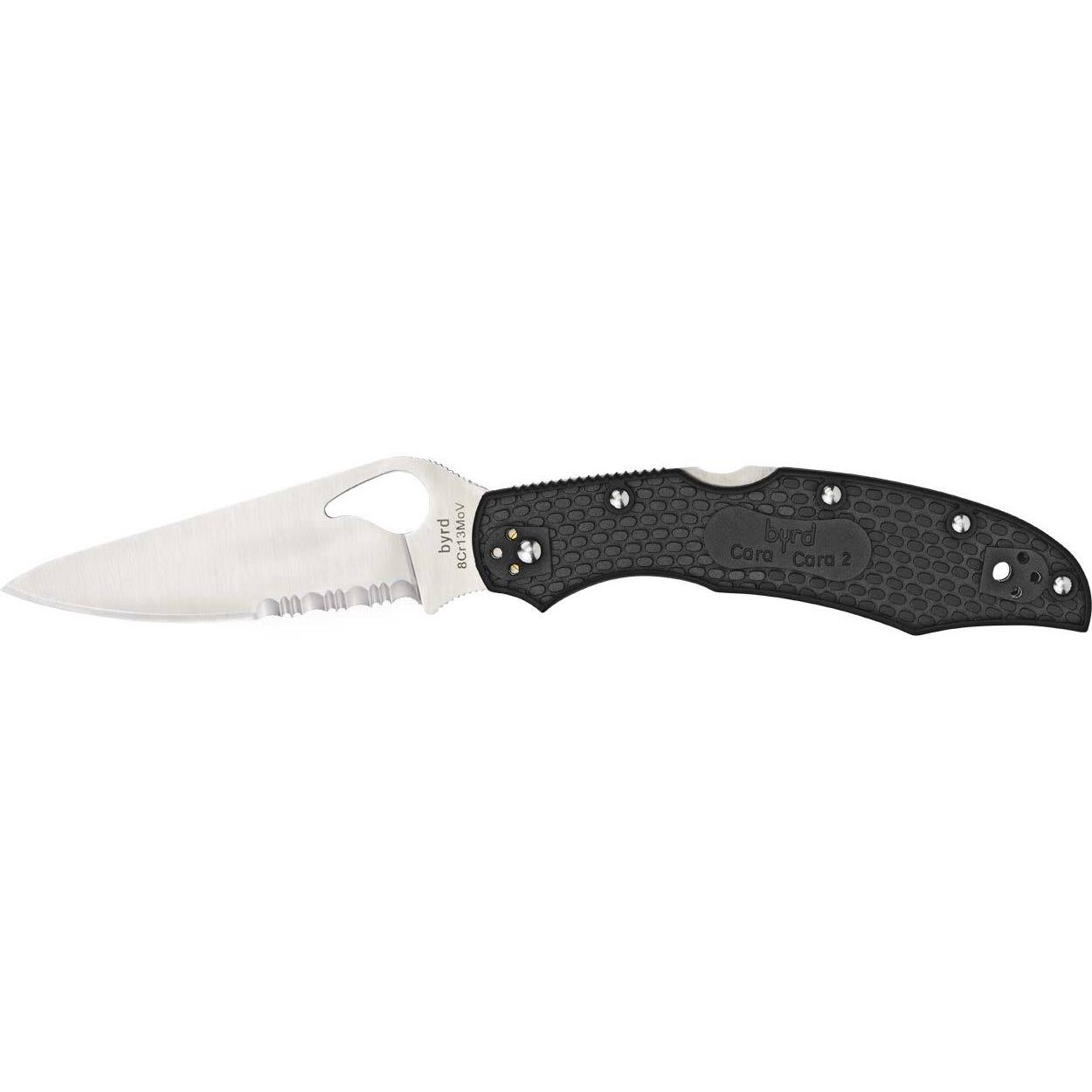 Нож Spyderco Byrd Cara Cara2 FRN Black Half Serrated BY03PSBK2 87.11.17 - фото 1