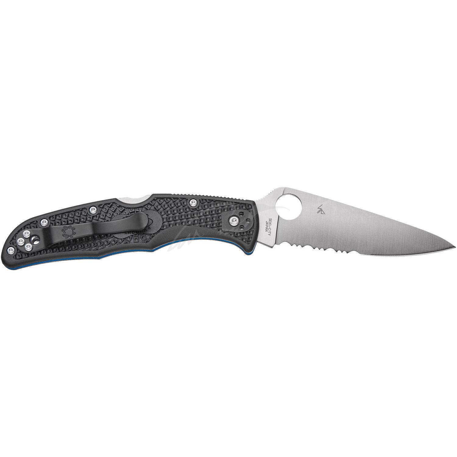 Нож Spyderco Endura 4 Thin Blue Line полусеррейтор C10FPSBKBL 87.14.82 - фото 2