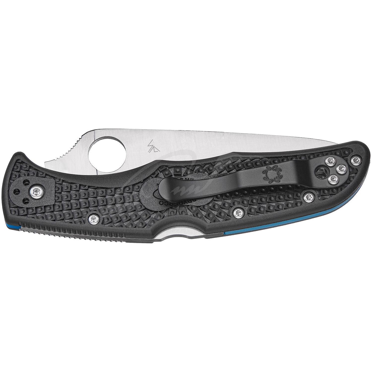 Нож Spyderco Endura 4 Thin Blue Line полусеррейтор C10FPSBKBL 87.14.82 - фото 4