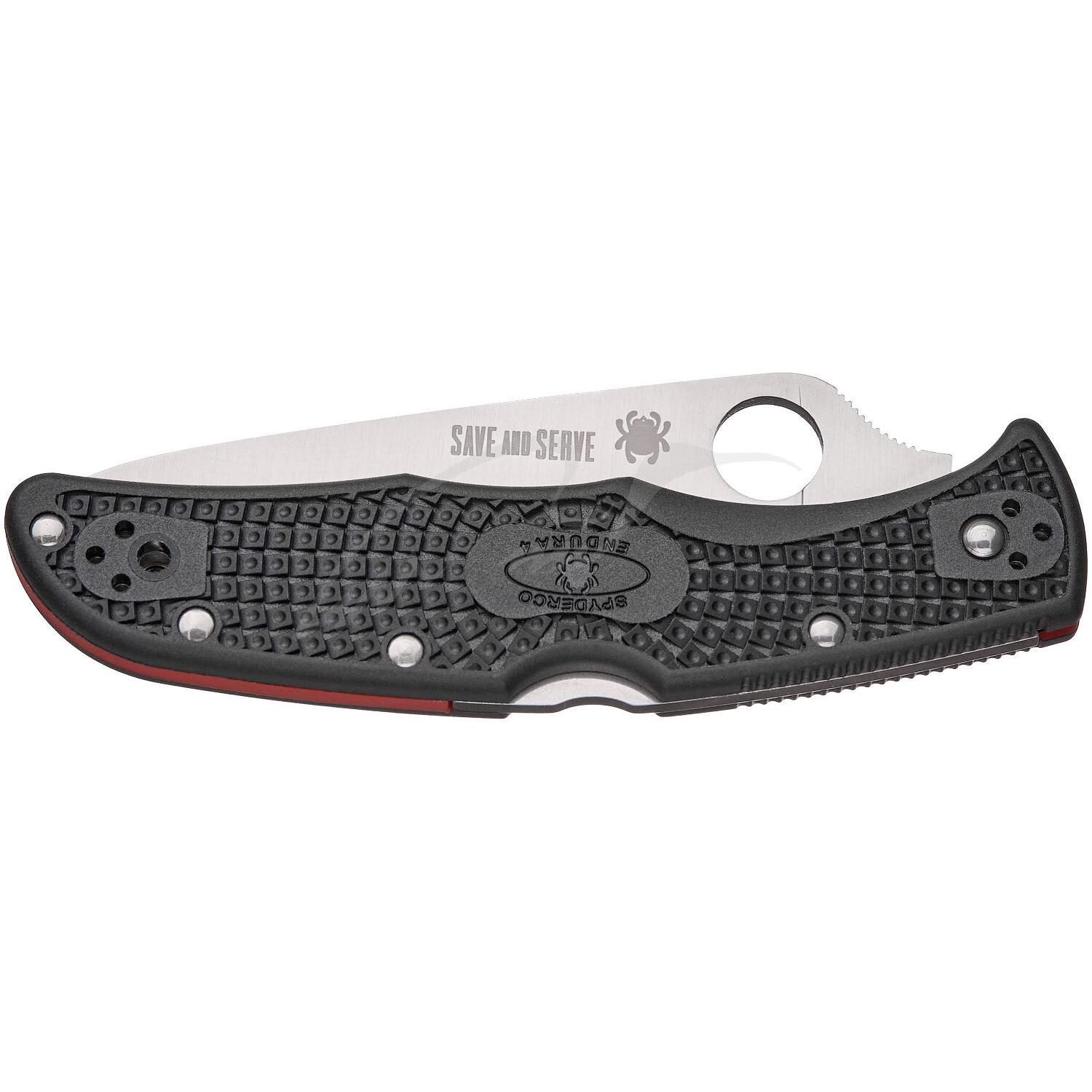 Нож Spyderco Endura 4 Thin Red Line полусеррейтор C10FPSBKRD 87.14.88 - фото 3
