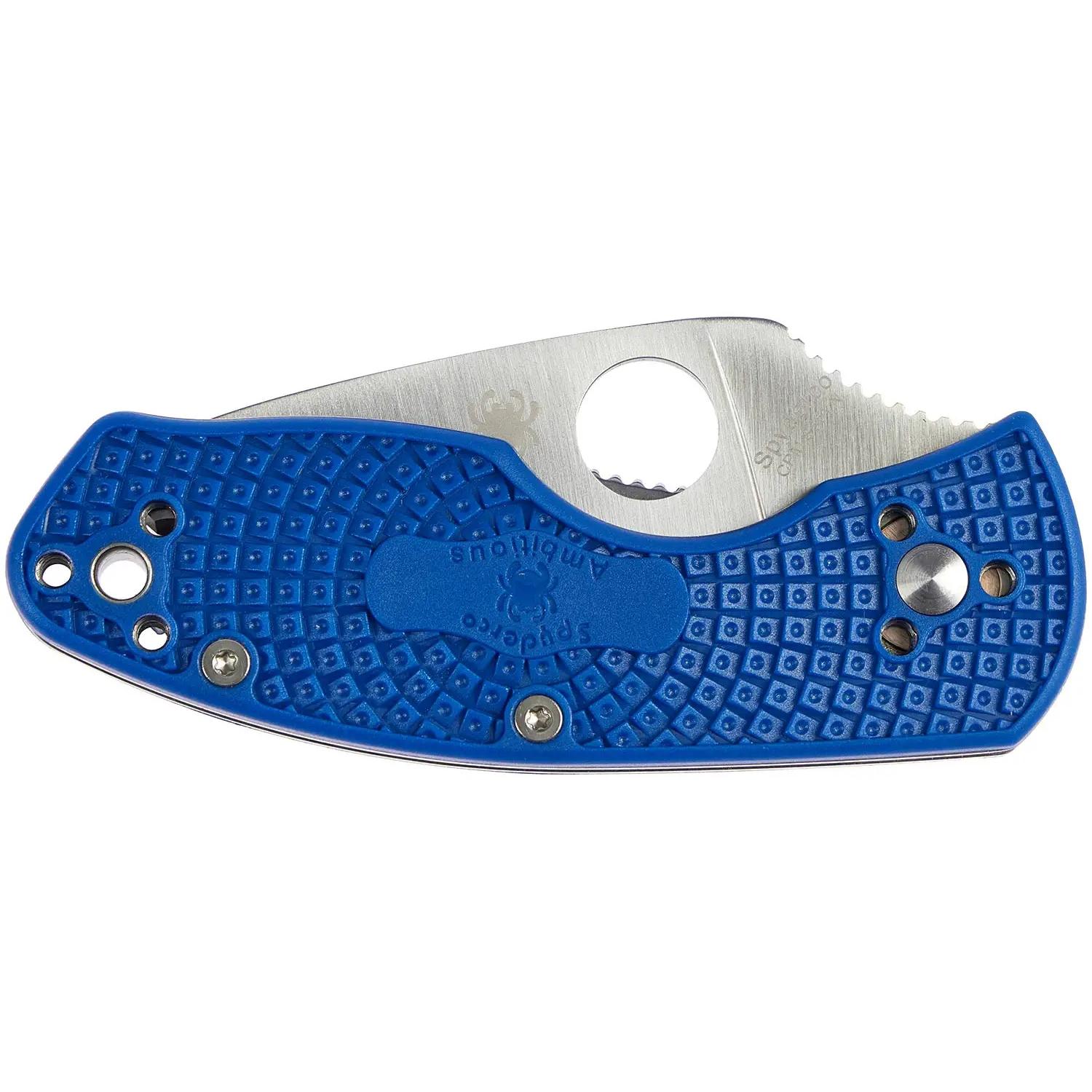 Нож Spyderco Ambitious Lightweight Blue Serrated C148SBL 87.15.97 - фото 3
