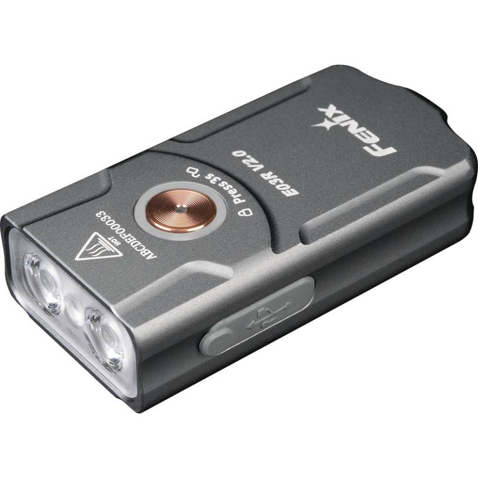 Фонарь наключный Fenix E03R V2.0, серый - фото 1