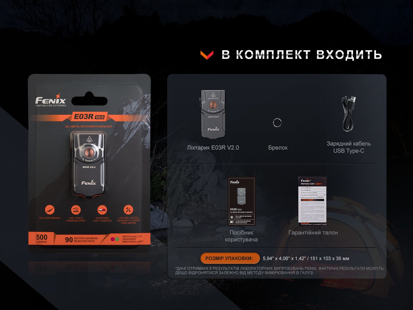 Фонарь наключный Fenix E03R V2.0, серый - фото 14