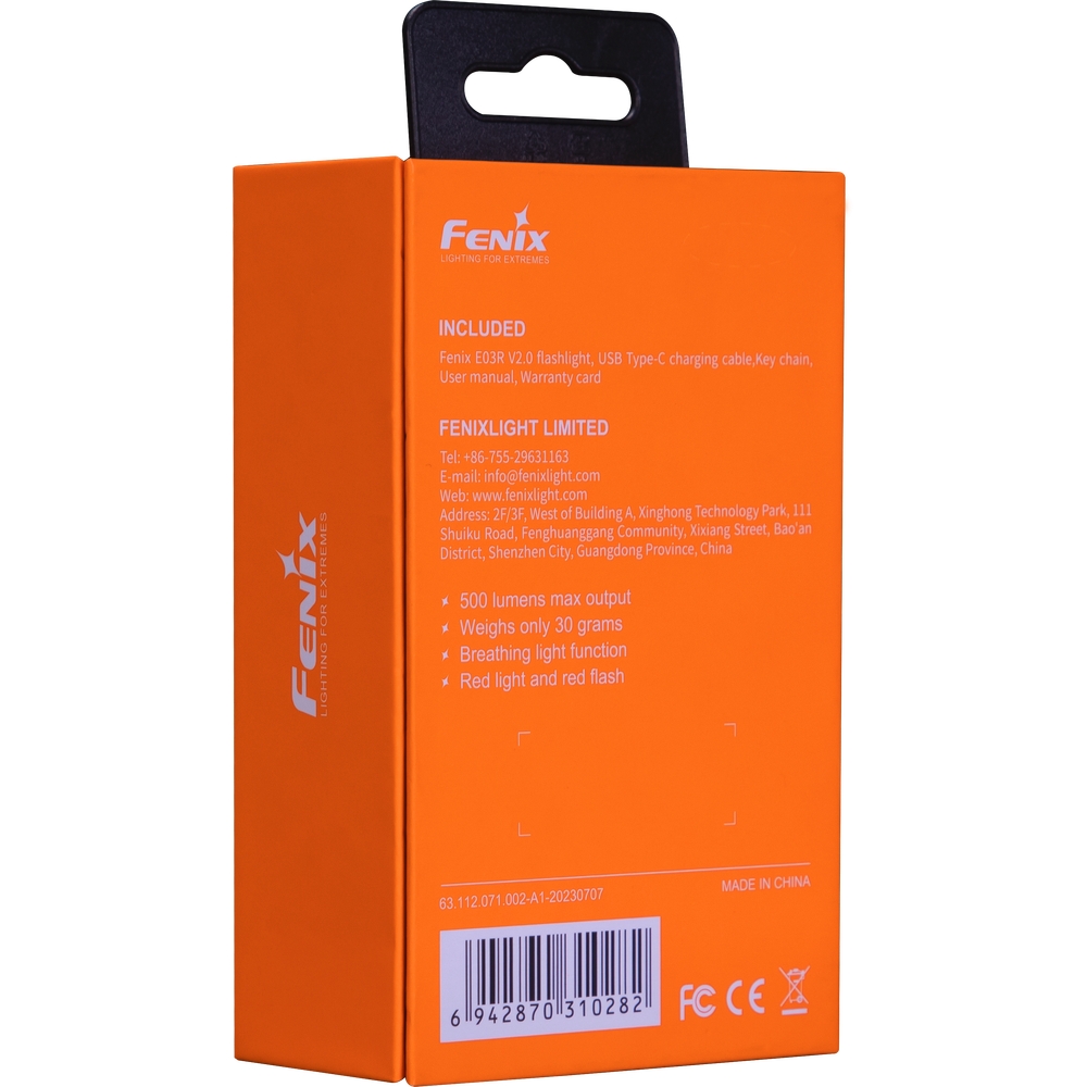Фонарь наключный Fenix E03R V2.0, красный - фото 7
