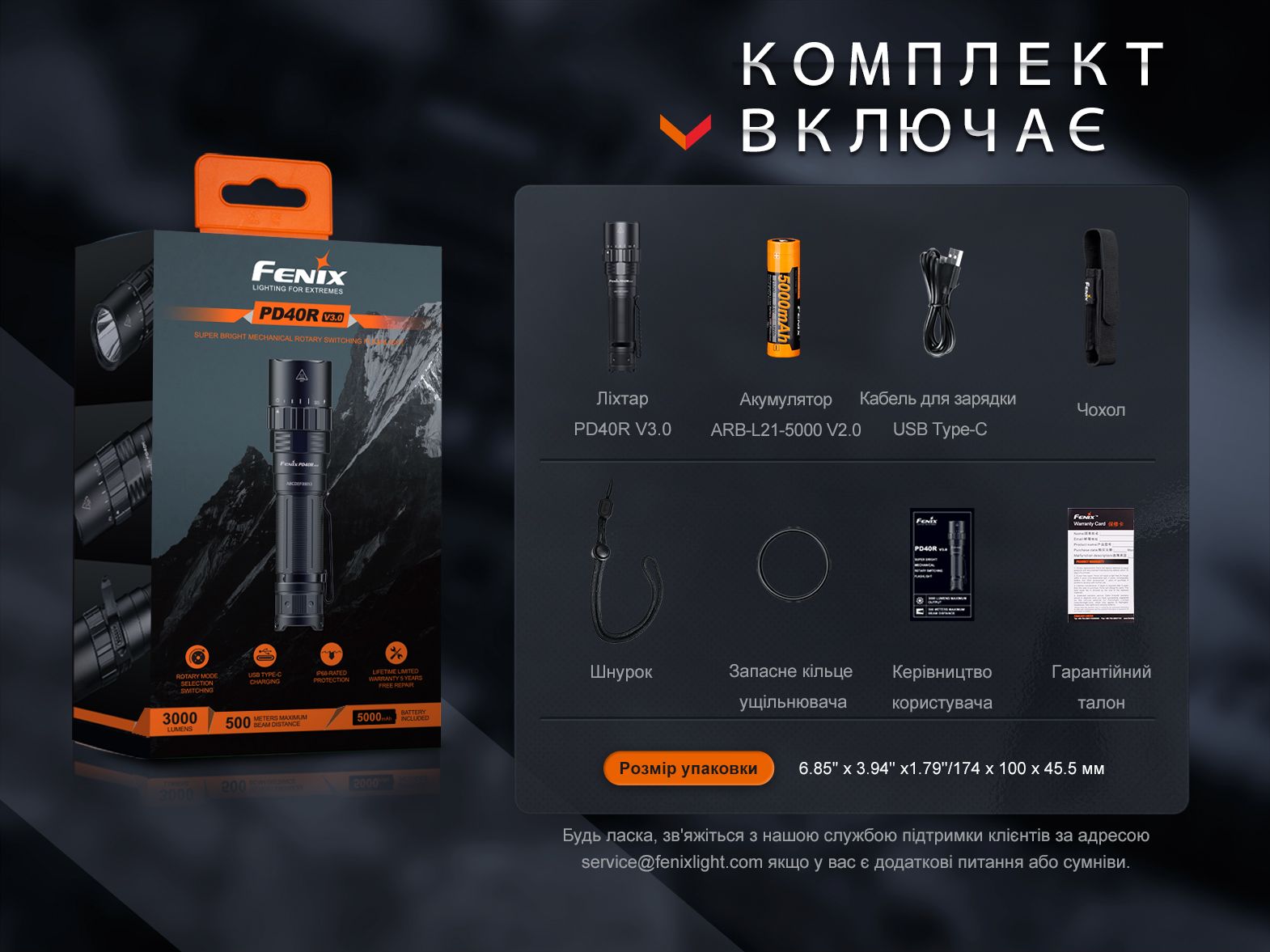 Фонарь ручной Fenix PD40R V3.0, 3000 lm - фото 13
