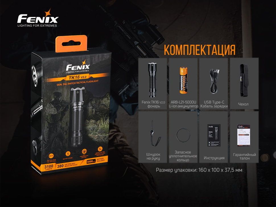 Фонарь ручной Fenix TK16 V2.0, зеленый - фото 4