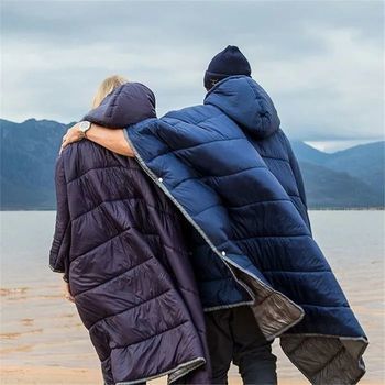 Фото Спальний мішок-пончо Naturehike NH18D010-P, Hollow cotton, морозний синій