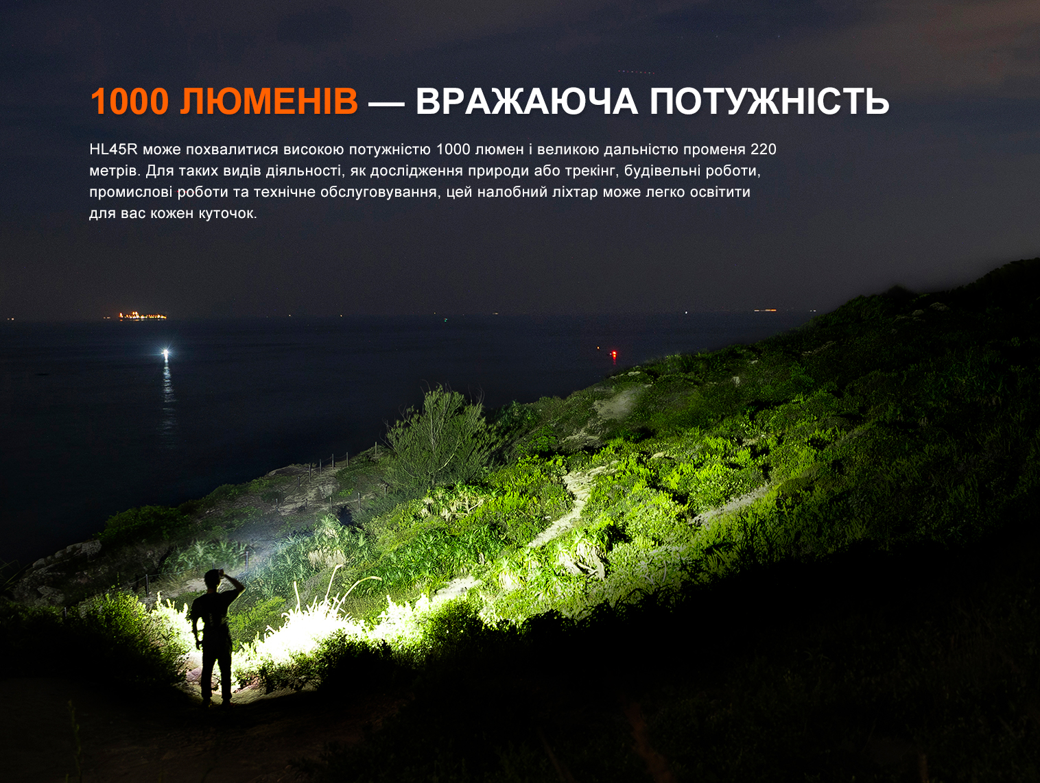Фонарь налобный Fenix ​​HL45R LED с бесконтактным датчиком HL45RLED 1000 Лм - фото 13